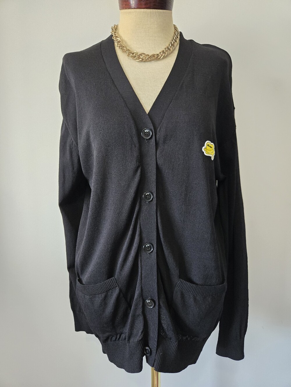 BTS Butter Kpop Black V-Neck Button Cardigan Sweater. Size Medium